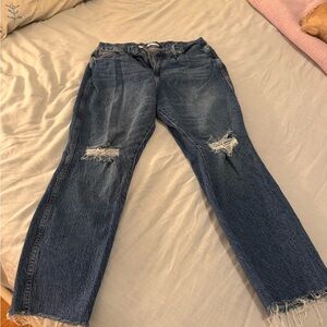 Good American Blue Distressed Boyfriend Jeans